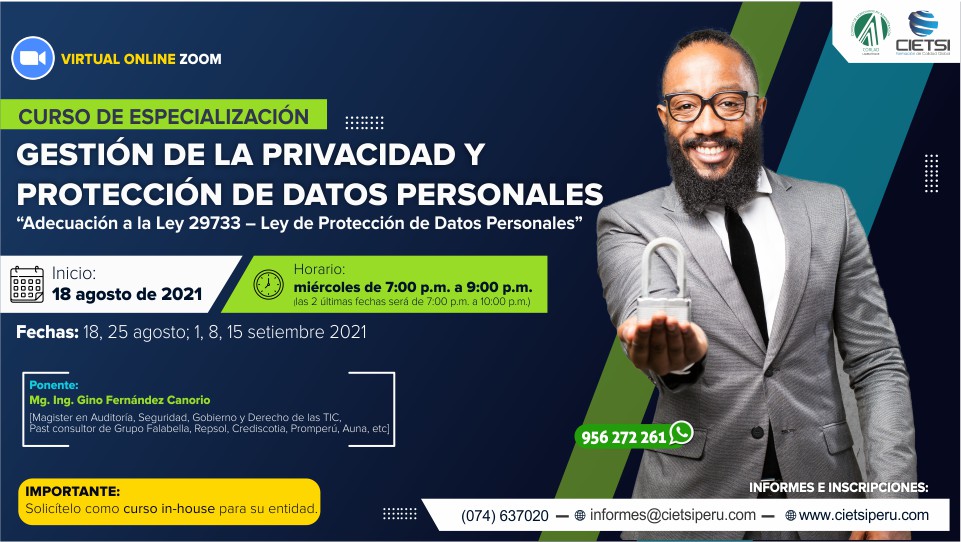 CURSO GESTIÓN DE LA PRIVACIDAD Y PROTECCIÓN DE DATOS PERSONALES 2021