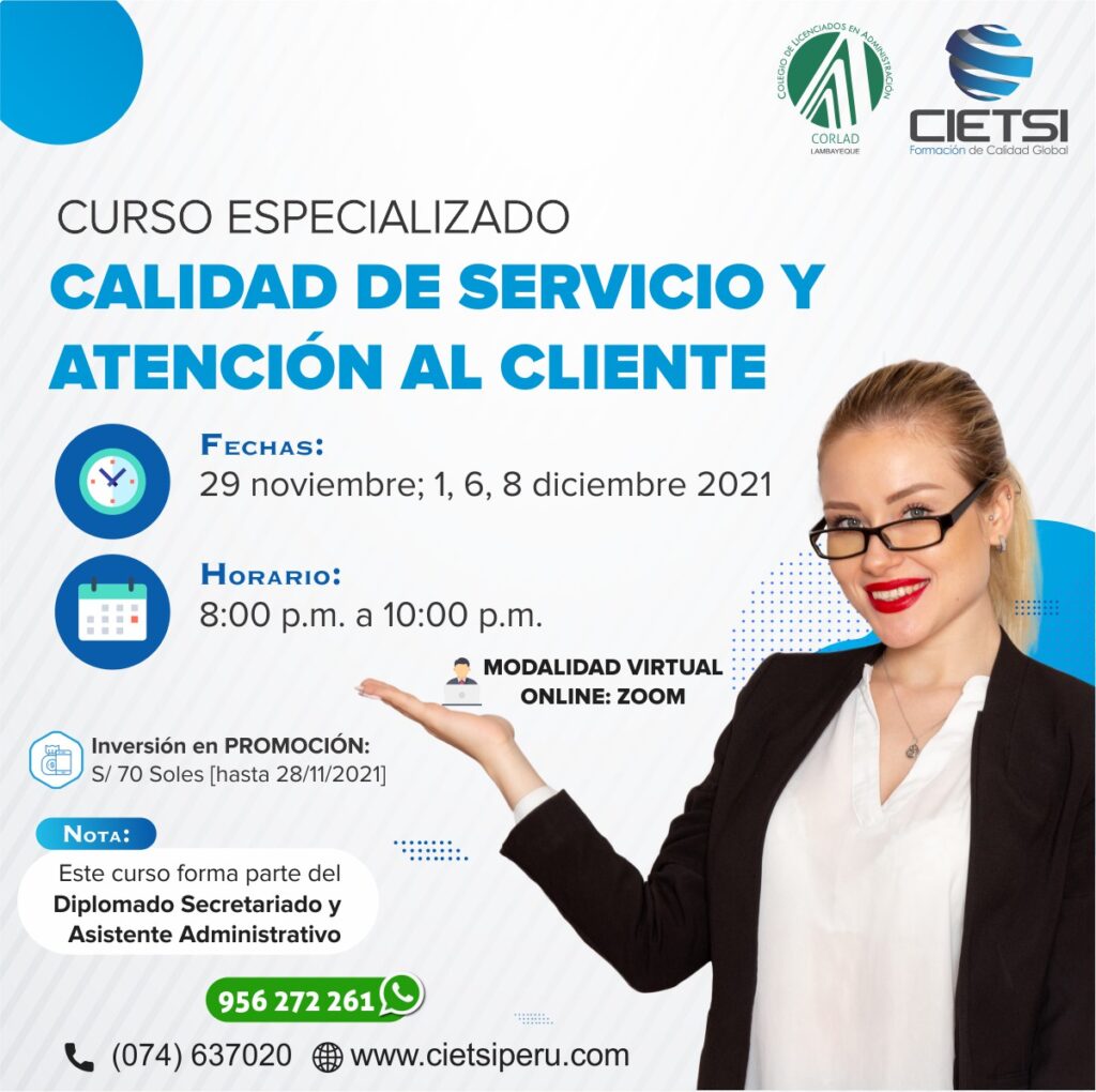 CURSO CALIDAD DE SERVICIO Y ATENCIÓN AL CLIENTE 2021