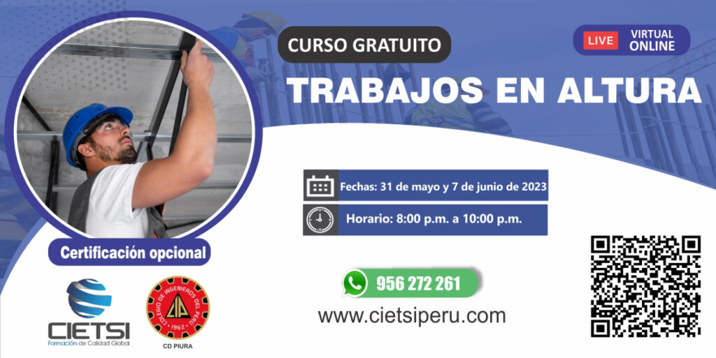 CURSO GRATUITO EN TRABAJOS EN ALTURA 2023