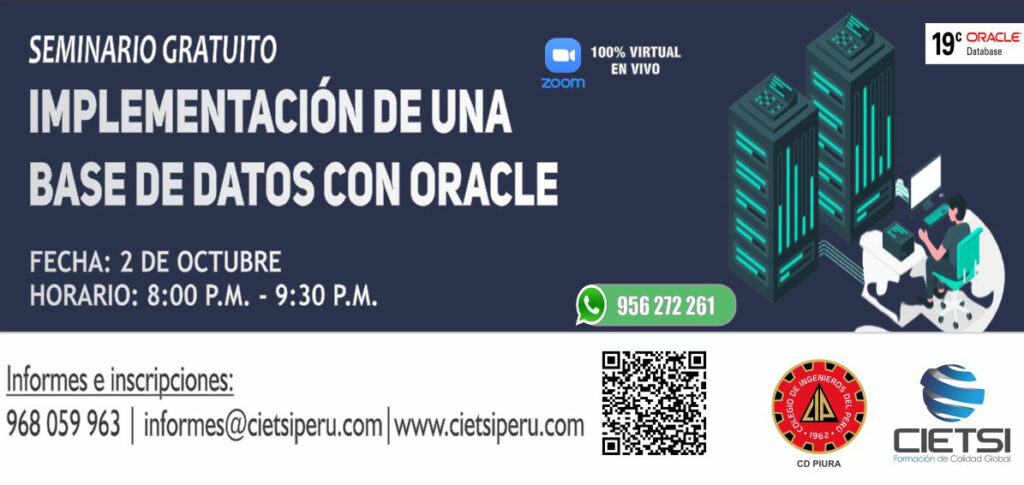 SEMINARIO GRATUITO IMPLEMENTACION DE UNA BASE DE DATOS CON ORACLE 2023