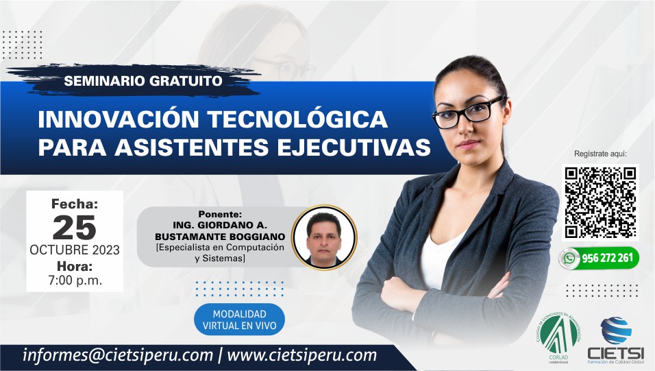 Seminario Gratuito Innovación Tecnológica para Asistentes Ejecutivas 2023
