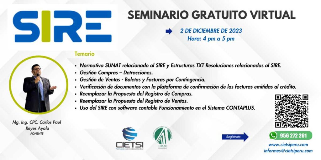 SEMINARIO GRATUITO SIRE 2023