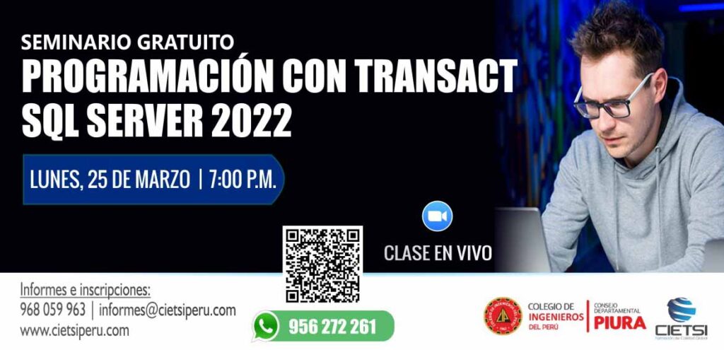 SEMINARIO GRATUITO PROGRAMACIÓN CON TRANSACT – SQL SERVER 2022