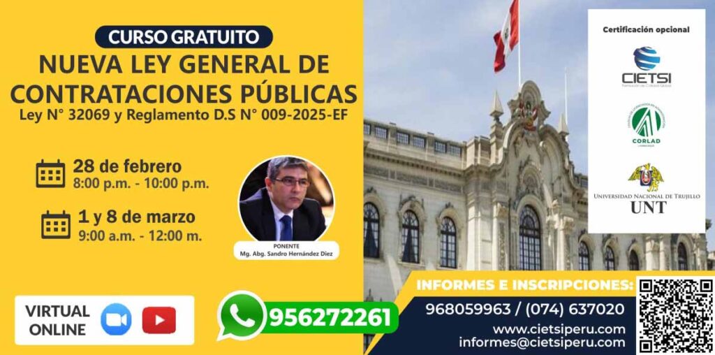 CURSO NUEVA LEY GENERAL DE CONTRATACIONES PUBLICAS LEY 32069