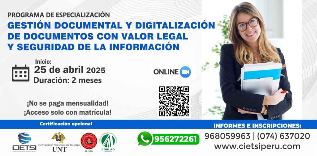 Programa de especialización en Gestión Documental y Digitalización de Documental 2025