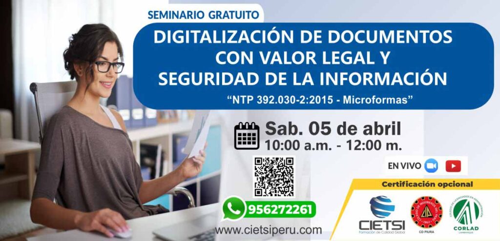 SEMINARIO GRATUITO DIGITALIZACIÓN DE DOCUMENTOS CON VALOR LEGAL