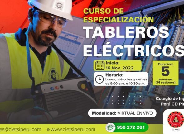 CURSO DE ESPECIALIZACIÓN EN TABLEROS ELECTRÍCOS 2DA EDICIÓN 2022