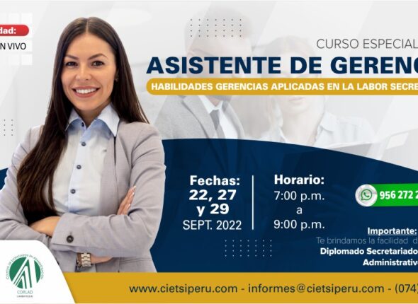 CURSO ESPECIALIZADO ASISTENTE DE GERENCIA - HABILIDADES GERENCIALES APLICADAS EN LA LABOR SECRETARIAL