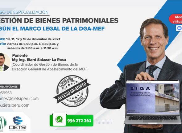 CURSO DE ESPECIALIZACIÓN EN GESTIÓN DE BIENES PATRIMONIALES SEGÚN EL MARCO LEGAL DE LA DGA - MEF 2021