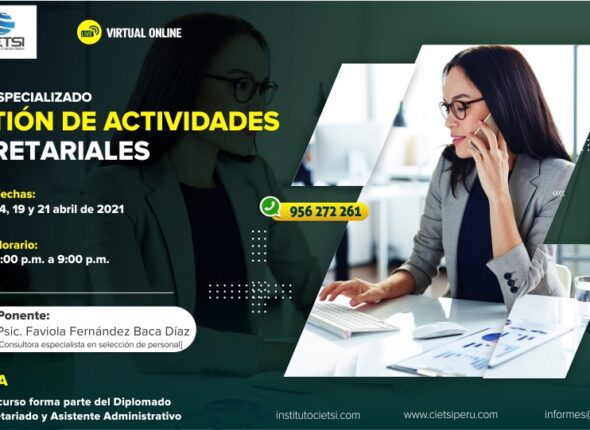 CURSO ESPECIALIZADO GESTIÓN DE ACTIVIDADES SECRETARIALES 2021