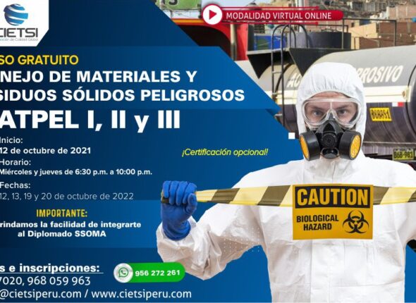 CURSO ESPECIALIZADO MANEJO DE MATERIALES Y RESIDUOS SÓLIDOS PELIGROSOS MATPEL I, II y III