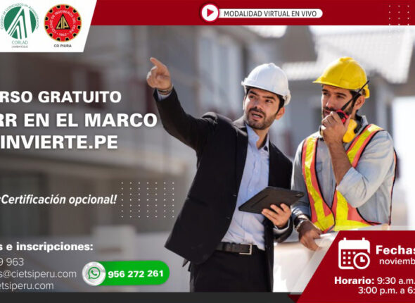 CURSO GRATUITO REGISTROS Y FORMULACIÓN DE IOARR EN EL MARCO DEL INVIERTE.PE