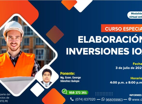 CURSO ESPECIALIZADO ELABORACIÓN DE INVERSIONES IOARR 2021