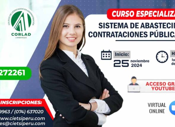 CURSO GRATUITO ESPECIALIZADO SISTEMA DE ABASTECIMIENTO, CONTRATACIONES PÚBLICAS Y SEACE 2024