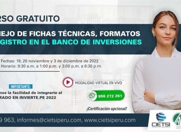 CURSO ESPECIALIZADO MANEJO DE FICHAS TÉCNICAS, FORMATOS Y REGISTRO EN EL BANCO DE INVERSIONES 2022