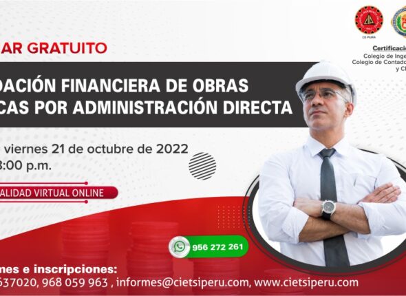 WEBINAR LIQUIDACIÓN FINANCIERA DE OBRAS PÚBLICAS POR ADMINISTRACIÓN DIRECTA