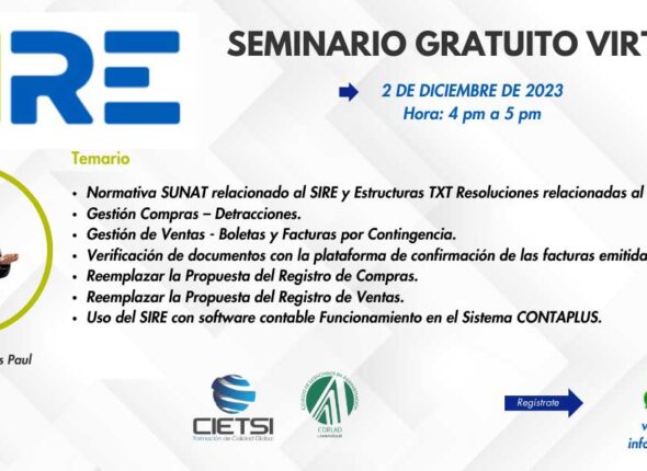 SEMINARIO GRATUITO SOBRE EL USO DEL SIRE EN UN SISTEMA CONTABLE 2023