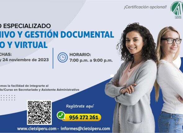 CURSO ESPECIALIZADO ARCHIVO Y GESTIÓN DOCUMENTAL FÍSICO Y VIRTUAL 2023